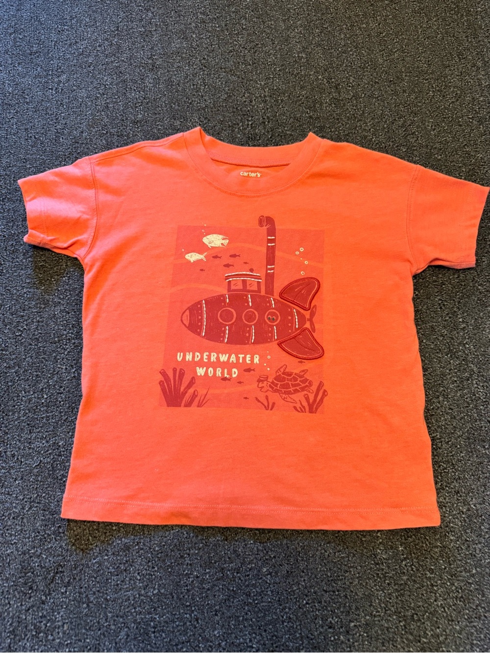 Carter's Coral Orange Submarine Graphic Tee Size 5T
